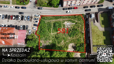 Działka budowlano-usługowa ul. Kazimierza Wielkiego w centrum Koszalina - zachodniopomorskie