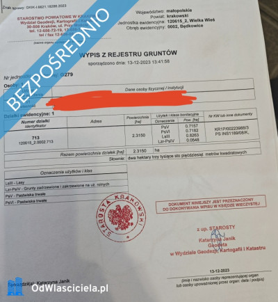 Duża działka rolno-leśna w Będkowicach ok 232ha gmina Wielka Wieś - Będkowice  -
małopolskie Zdjęcie nr 5