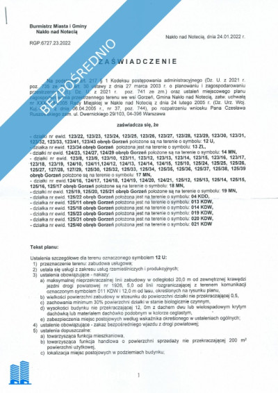 Działki pod budownictwo mieszkaniowe na nieuciazliwy przemysł i usługi w Gorzeniu gm Nakło -    -
kujawsko-pomorskie Zdjęcie nr 16