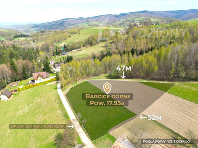 Działka z potencjałem w spokojnej okolicy  - Barcice Górne ul Kliny - nowosądecki  - małopolskie